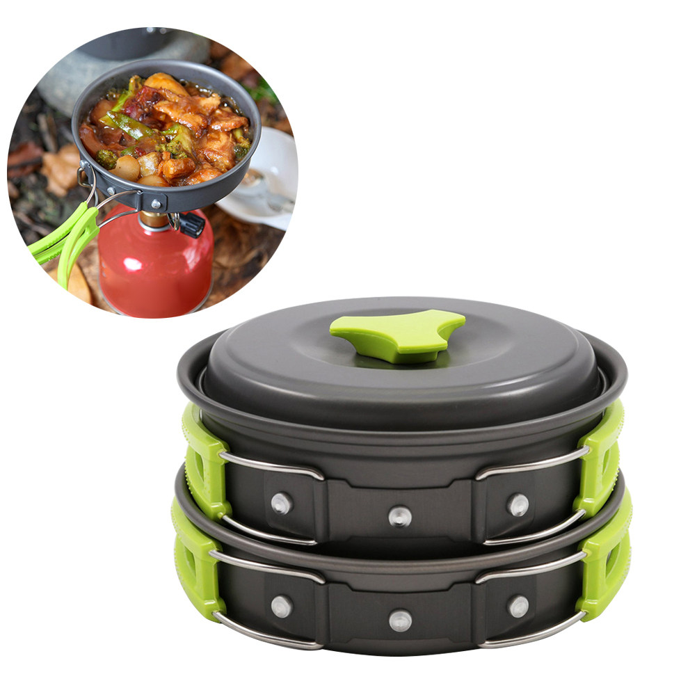 Camping Lightweight Cooking Pot - Juego de 10 piezas de utensilios