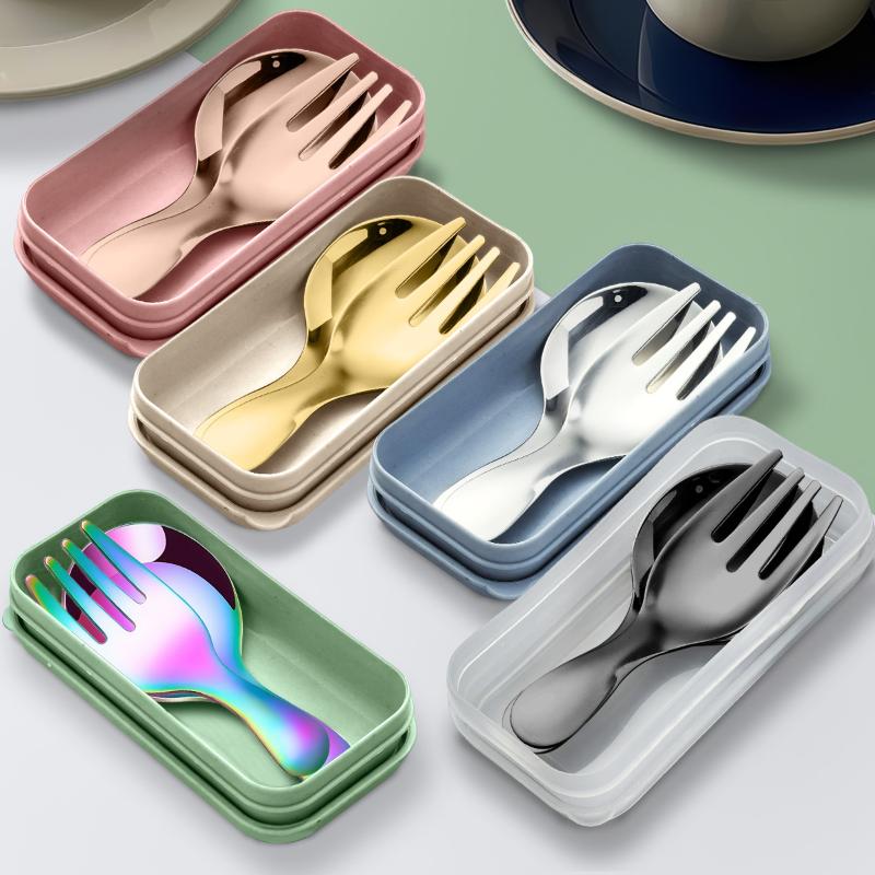 Camping Cooking And Eating Set - Cuchara portátil de acero inoxidable, tenedor