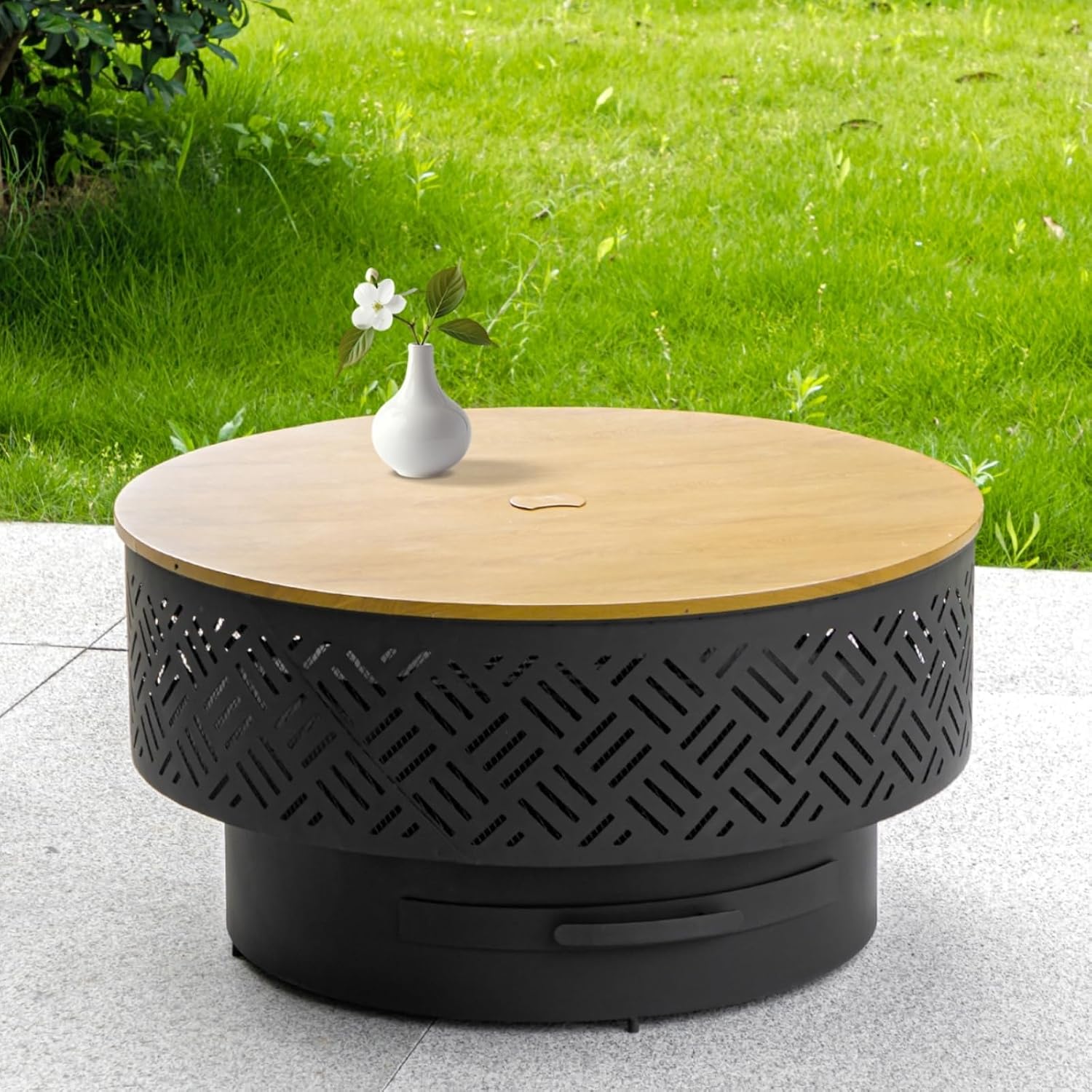 Camping Cooking Table - Mesa de fuego redonda de metal