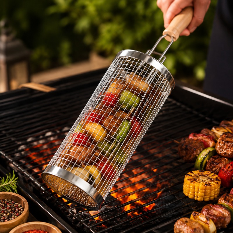 Camping Cooking Utensils Kit - Juego de Cestas Redondas para Asar