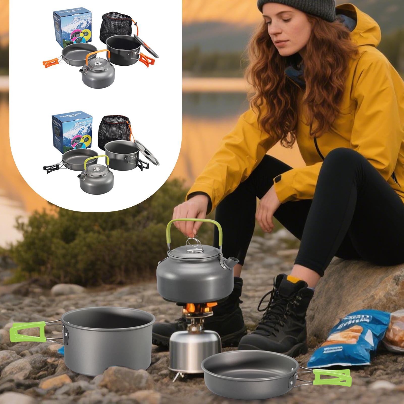 Camping Lightweight Cooking Pot - Utensilios de cocina para acampar, juego