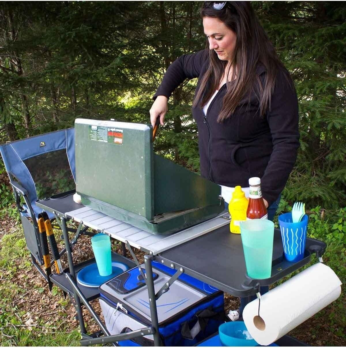 Mesa de cocina portátil plegab - Camping Cooking Area reseña y precio