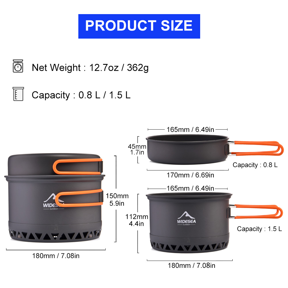 Widesea Camping 1.3L 2.3L uten - Camping Cooking Set Jetboil reseña y precio