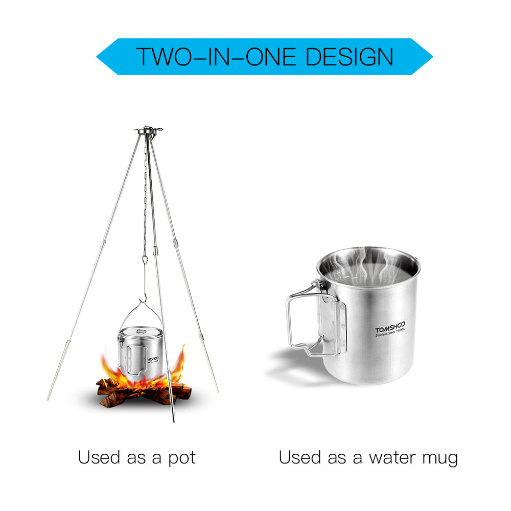 TOMSHOO Taza de agua portátil  - Camping Cooking Handle reseña y precio