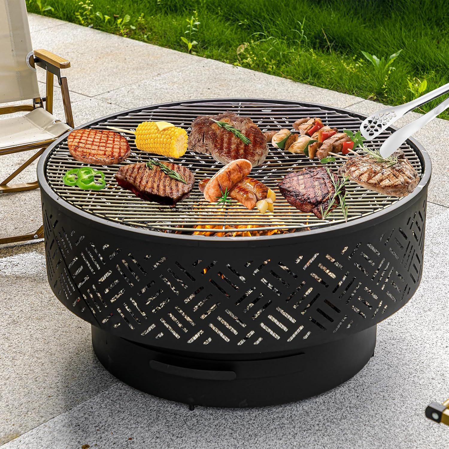 Mesa de fuego redonda de metal - Camping Cooking Table reseña y precio