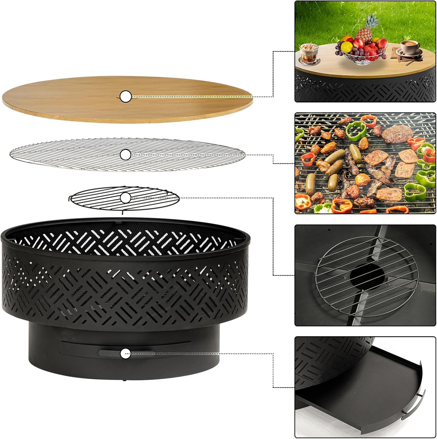 Mesa de fuego redonda de metal - Camping Cooking Table reseña y precio